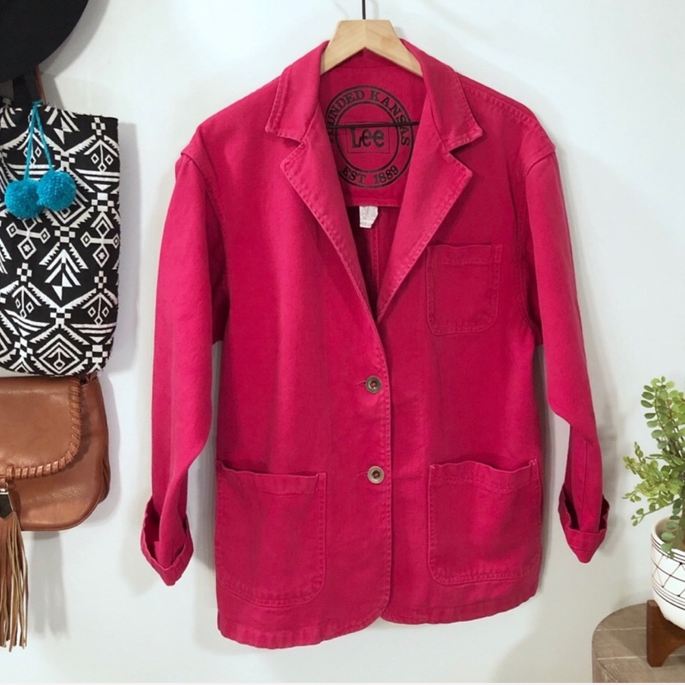 Vintage Jean Jacket-Lee Founded Kansas Bright Pink